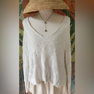Vici Ivory V-Neck Knit Sweater